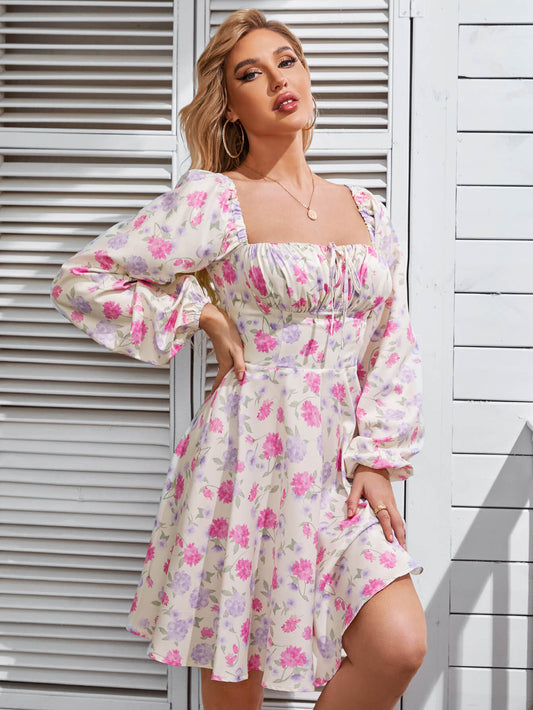 Tie Front Ditsy Floral Dress